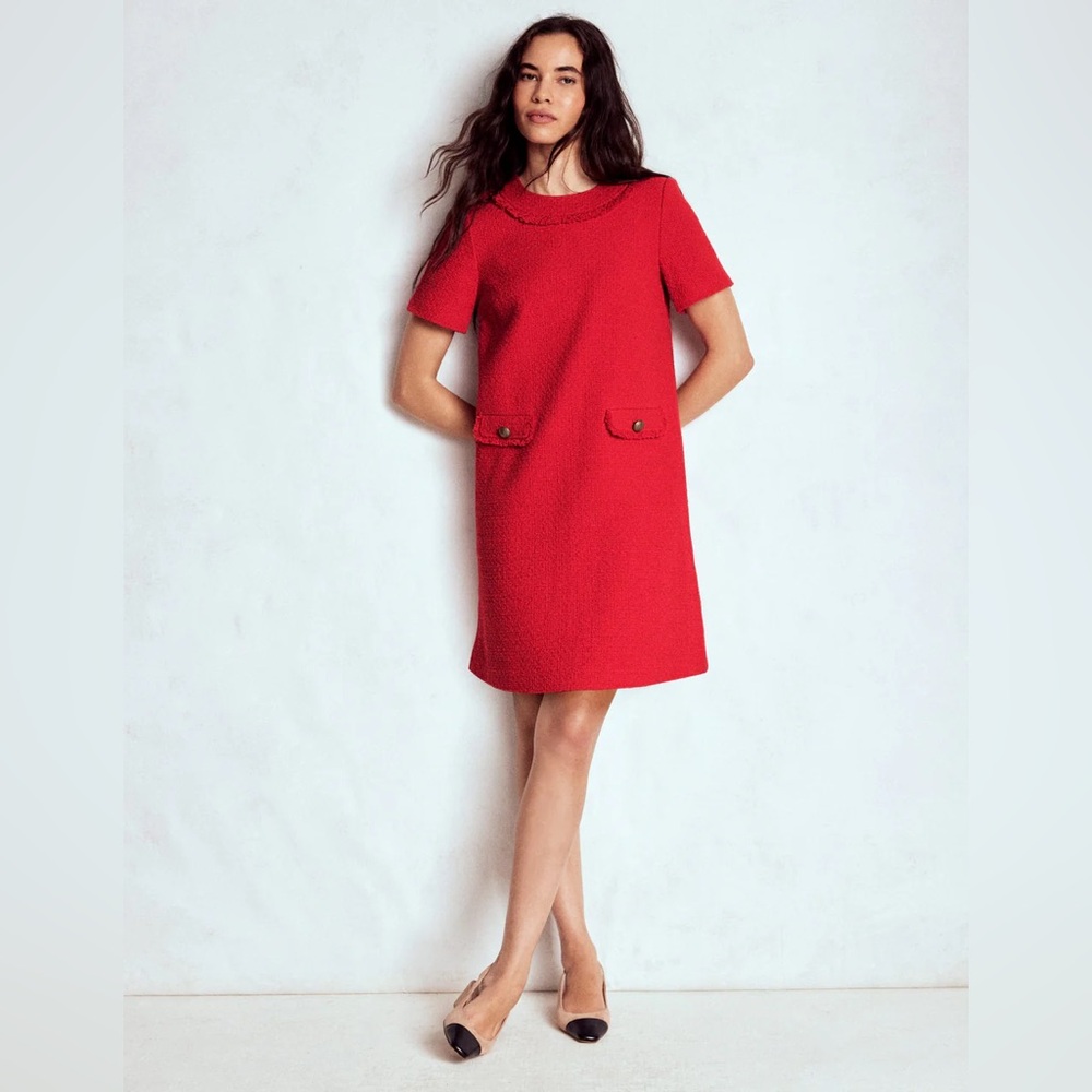 Evita Cotton Shift Dress-Poppy Red
